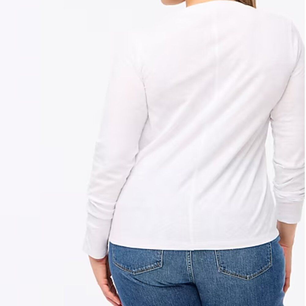 J. Crew Factory as893 white Long-sleeve Crewneck Girlfriend Tee For Women NWT - Picture 5 of 10